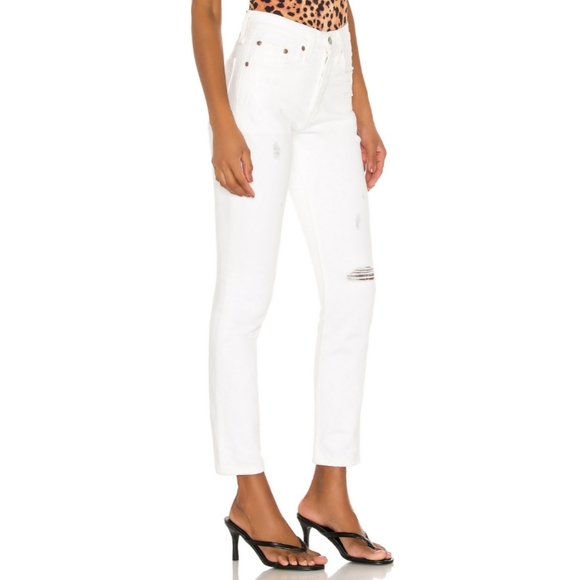 Levi's 501 Skinny White Jeans in Don't Mind if I do Wash - Picture 6 of 14